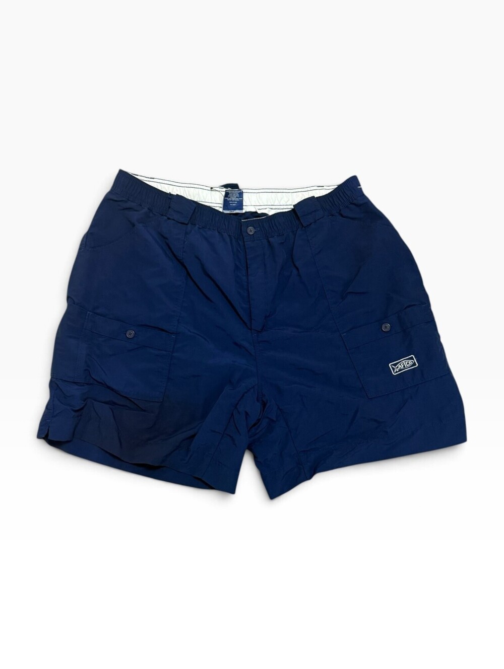 Mens  Aftco Fishing Shorts Elastic Waist Size 44 Boating Casual Navy Blue